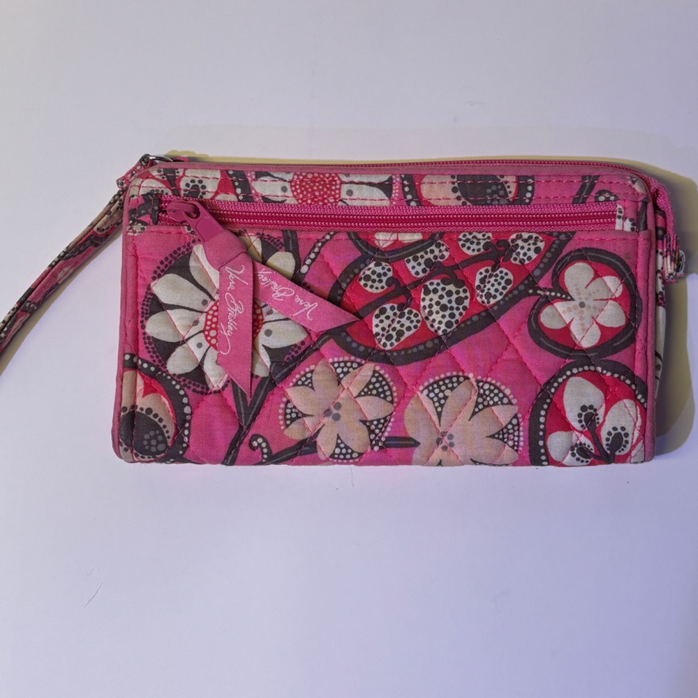Vera Bradley Pink and Cream Floral Wristlet